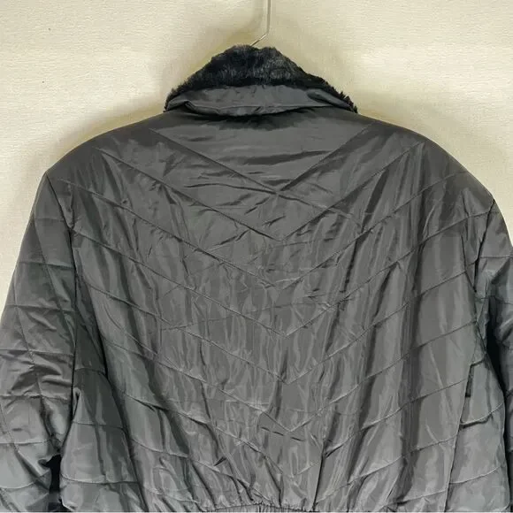 Free Country Jacket Women's Black Cloud Lite Reversible Faux Fur Winter XL Zip - Picture 10 of 12